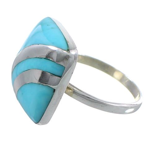 Southwest Turquoise Sterling Silver Jewelry Ring Size 8-1/2 MW63873